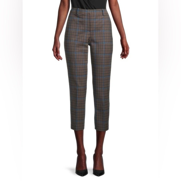 NWOT Theory Treeca Plaid Wool-Blend Pants Khaki Multi Dawson Portland Women’s 6 - Picture 11 of 12